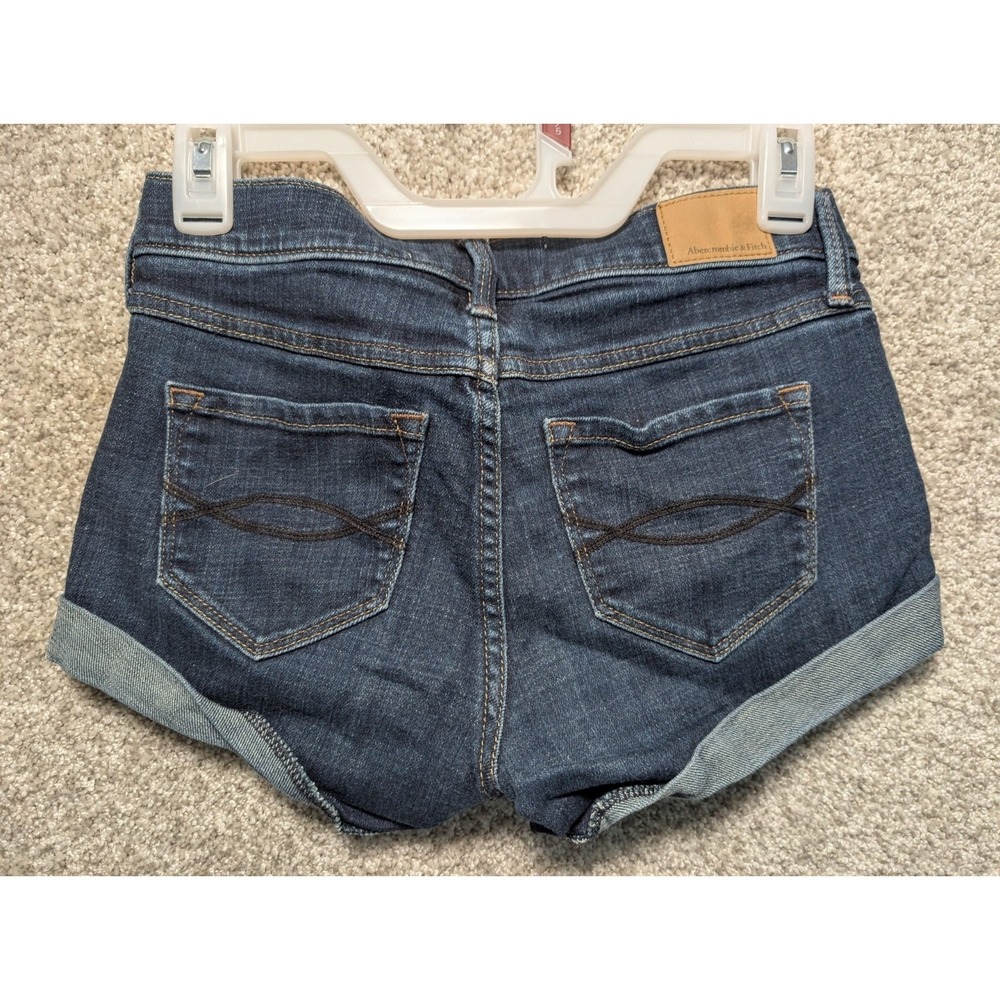 Abercrombie & Fitch Jean Short Shorts Womens Size 0 Stretch Dark Wash Shortie - Picture 3 of 3